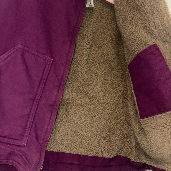 Carhartt For Women Sherpa Lined Canvas Jacket Plum Purple Workwear Size XS - Picture 7 of 10